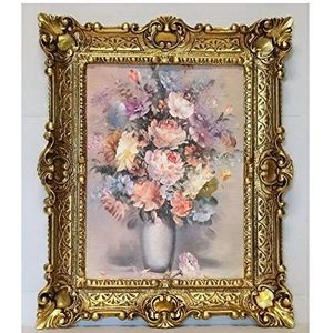 Lnxp Mooi Schilderij Stilleven 56 x 46 cm Barok Antiek Repro Frame Bloemen Vaas Bloem Paradijs