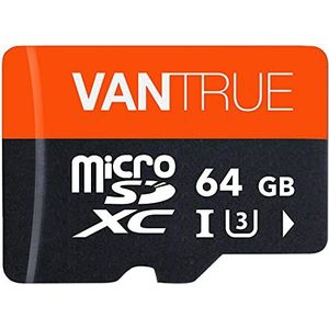 Vantrue 64 GB microSDXC geheugenkaart, UHS-I U3 4K, incl. adapter, compatibel met dashcam, smartphone, tablet, actiecamera en bewakingscamera (64G)