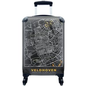 MuchoWow® Koffer - Veldhoven - Stadskaart - Black and Gold - Kaart - Plattegrond - Past binnen 55x40x20 cm en 55x35x25 cm - Handbagage - Trolley - Fotokoffer - Cabin Size - Print