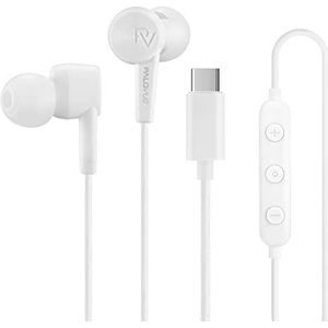 PALOVUE USB C Hoofdtelefoon, in-ear type C Oortelefoon met microfoon en volumeregeling, Koptelefoon compatibel met Google Pixel Samsung Oneplus Huawei Sony iPad 2020/2021 Pro MacBook SoundFlow (wit)