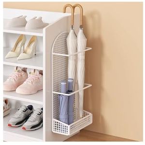 YFAURNDE Paraplu-opbergrek voor aan de deur, aan de muur te bevestigen paraplu-opbergrek zonder stoten, commercieel paraplu-opbergrek met lange steel voor thuisgebruik(White,50 * 20cm)
