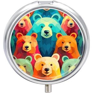 Draagbare Pillendoos Pillendoosje Kleurrijke Beren Reizen Pillendoos Kleine Pil Case Dagelijkse Pil Container Pil Organizer Pocket Geneeskunde Doos Leuke Pil Case