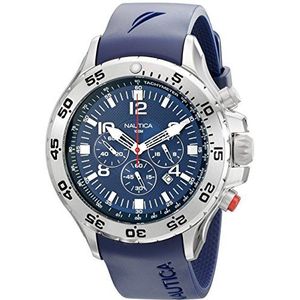 Nautica Heren Quartz Hars Siliconen Horloge, Blauwe Hars Band, Chronograaf