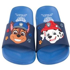 United Labels Paw Patrol badslippers voor jongens, blauw, kinderbadslippers, antislip, slippers met Marshall en Chase, blauw, 29/30 EU