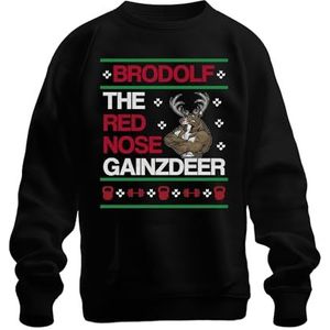 Brodolf The Red Nose Gainzdeer Ugly Christmas Sweater Unisex Pullover, zwart, XL