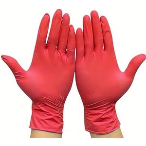 20/50/100 stuks rode nitril handschoenen for huishoudelijk gebruik, for afwas, nagelkunst, haarverf, huisdierbaden, maat S/M/L/XL(100PCS,S)