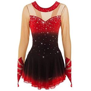 A,11/13,PONNYC Schaatsjurk Met Kleurverloop Voor Meisjes Kunstschaats Kleding Met Hoge Elasticiteit Gymnastiek Performance Turnpakjes Winter Sport Kleding Met Volledige Diamantvorm