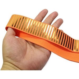 Natuurlijk keperstofband katoen Visgraatband keper Fluorescerende spa-elastische banden for kleding 25~50 mm elastisch lint DIY naaiaccessoires rubberen band elastische banden for fit-goud (Color :