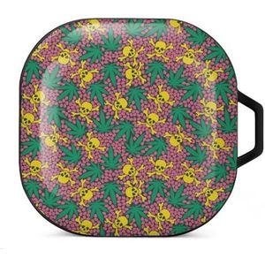 Onkruid bladeren met schedels oordopjes hoesje compatibel met Samsung harde shell beschermhoes zwart stijl