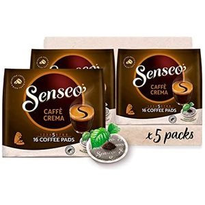 Senseo Pads Caffè Crema, 80 koffiepads, gebruik-gecertificeerd, 5 x 16 dranken