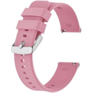 Horlogeband 18mm~22mm Siliconen Horlogeband Heren Dames Vervangende Band Rubber Armband Roestvrijstalen Gesp(Pink-silver,21mm)