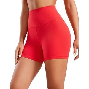 CRZ YOGA Dames Butterluxe Yoga Short 6''-Hoge Taille Workout Gym Leggings Hardlopen Spandex Biker Shorts Diep rood M