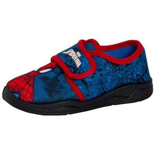 Marvel Spiderman Jongens Slippers Voor Kinderen Gemakkelijk Bevestigen Slipper Booties Huis Schoenen Muiltjes, Rood Blauw, 9 UK Child