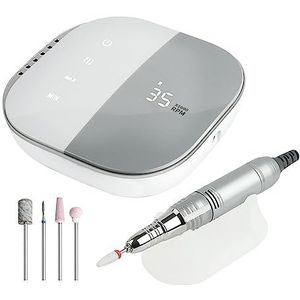 Nagelvijl elektrisch, 35000 RPM elektrische nagelboor met touchscreen, oplaadbare draadloze manicuremachine for nagels Art Sander Nail(Gris)