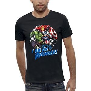 Marvel T-shirt I AM an Avengers - Officieel gelicentieerd product heren T-shirt Super Heros Hulk Iron Man Captain America, Zwart, L