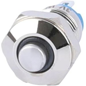 8 mm mini metalen drukknopschakelaar, aan/uit, momenteel, hoge druk, 3 V/12 V, met LED-verlichting, 10 stuks (blauwe led, MOMENTARY_10MM_12V)