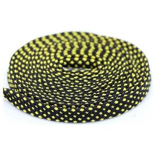 MORENTSU 2 paar schoenveter mode polyester sneaker schoen kant kleuren geruite dubbellaags holle platte schoenveters 100/120/140 cm PD1, Zwart Geel, 140