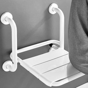 GEIRONV Opvouwbare douchestoel, for ouderen met een handicap Wandgemonteerde badbank ABS Douchestoel Kruk Opklapbare badkamerstoel Douchestoel