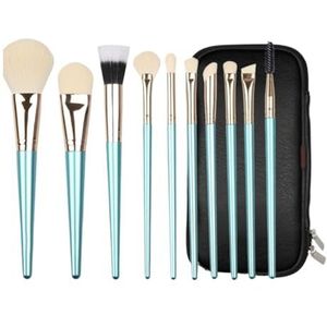 Make-up Kwasten Make-up Kwastenset 10 Stuks For Foundation, Wenkbrauwen, Blush, Oogschaduwkwasten, Etc. Make-up Kwasten Draagbare(Blue-Brush Pack)