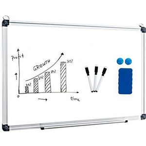 COSTWAY Whiteboard, magneetbord, schrijfbord, prikbord, wandbord, memobord met aluminium frame, keuze uit vele maten (70 x 50 cm)
