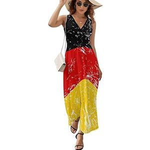 Duitsland Retro Vlag Casual Maxi Jurk Voor Vrouwen V-hals Zomer Jurk Mouwloze Strandjurk XL