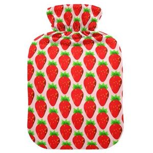 LI ZHI XIN Pvc Warmwaterkruik met Fluwelen Cover 1L 2L Kleine Medium Fruit Aardbei Patroon
