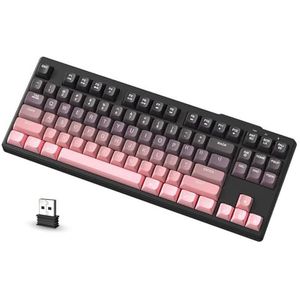ATTACK SHARK X FREEWOLF M87 80% Draadloos Gamingtoetsenbord, 87 Toetsen TKL RGB Mechanisch Gevoel SA PBT-Toetsenbord Bluetooth /2,4 Ghz Dubbele modus, 4000 mAh Batterij voor Mac/Win - Roze Verloop