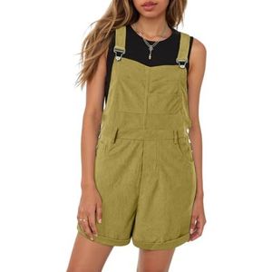 BANGHA Jumpsuits Voor Vrouwen Zomer Casual Vrouwen Korte Overalls Boyfriend Stijl Jumpsuit Effen Kleur Multi Pocket Shorts Zomer Jumpsuits Voor Fijne Vrouw Loose-Fit, Lichtbruin, XL