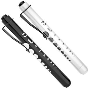 RISEMART Diagnostische lamp, pupilalamp, 2 stuks, herbruikbare led-penlamp met zakclip als verpleegkundigen, artsen, scholieren, penlicht (zwart en wit)