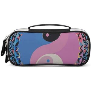 DWTJKMS Yin Yang Patroon Lederen Make-up Tas Draagbare Kleine Cosmetische Organizer Waterdichte Toilettas Borstels Potloden En Reizen Make Up Accessoires