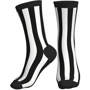 XTYGETY Zwarte En Witte Strepen Print Mid-Crew Atletische Sokken Voor Mannen Ademende Sokken Sport Sok Voor Running Vrouwen Sok, Zwart, One size