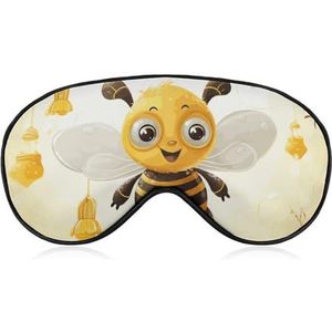 Schattige bijen honingslaapmasker, licht blokkerend oogmasker, comfortabel en zacht, oogbedekking met elastiek, geschikt voor mannen en vrouwen, geschikt voor reizen en slapen