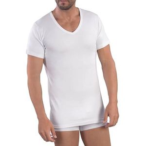 MABRAT Herentrui met korte mouwen en spitse hals, 100% warm interlock-katoen, Wit, M