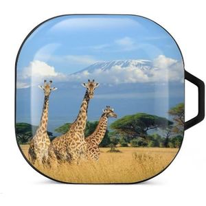 Drie giraffen op Kilimanjaro oordopjes hoesje compatibel met Samsung Hard Shell beschermhoes zwart stijl