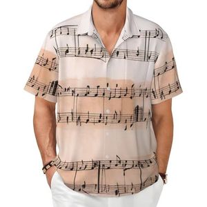 GMSGHJHDR Heren Hawaiiaans shirt korte mouwen muzieknoot - heren korte mouwen zomer shirts, casual button down vakantie strand shirt met zak, 3d, XXL