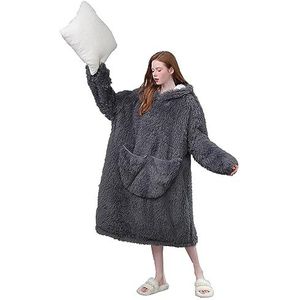 iyoimono Hoodiedeken voor dames en heren, flanel, fleece, oversized, zacht, trui, sweatshirt, knuffeldeken, wollige sherpa tv-deken met mouwen, oversized capuchon, pullover, draagbaar, full-body