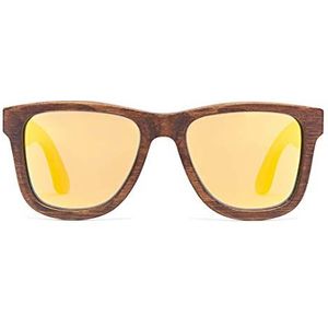 Bonizetti Heren zonnebril, Bamboe MADRID - 143mm bruin| Glaskleur geel