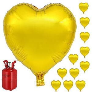 Helium ballongas voor 20/30/50 ballonnen | heliumfles gasvulling folieballonnen ballonnen | party bruiloft (1 x ballonset hart goud)
