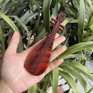 Natuurlijke Kleine Blad Rode Sandelhout Gesneden Kam Retro Stijl Massage Kam