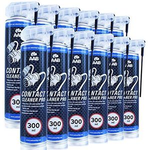AAB Contact Cleaner PRO 300ml - Set of 12 - Powerful Contact Cleaning Agent – Alcohol Cleaner, Electrical Contact Cleaner Spray, MAF Sensor Cleaner, Tool Cleaner, Dirt Cleaner