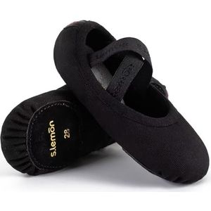 S.lemon Elastische Canvas Balletschoenen Dansschoenen voor Meisjes Kinderen Dames Heren Zwart (31 EU)