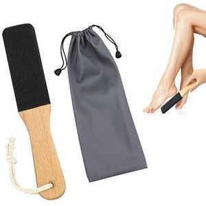 Eeltvijl voor verharde of droge huid, voetschrobber van hout, hielslijper, voetvijl, pedicure-gereedschap met waterdichte stoffen zak voor schrapers van dode huid