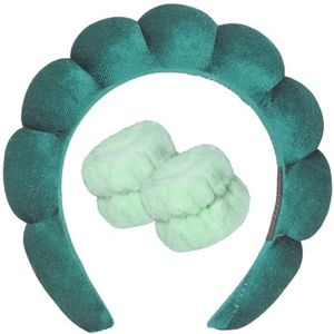 DRESHOW Spa Hoofdband voor Wassen Gezicht Polsband Pak Spons Zachte Badstof Make-up Huidverzorging Anti-slip Hoofdband voor Vrouwen Eén Maat