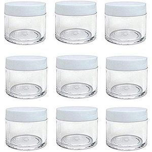 12 Stks 30g 30ml/1oz Hervulbare Plastic Ronde Clear Potten Met Schroefdop Deksel Lege Cosmetische Potten Lot Containers voor Make-up Oogschaduw Nagels Poeder Handgemaakte Lip Scrubs (Wit Deksel)