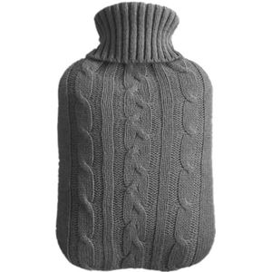 Warmwaterkruik warmwaterzak warmwaterzak handwarmer meerdere kleuren 2000 ml grote capaciteit gebreide gaashoes warm houden koud warmwaterzak (grijs)
