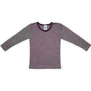 Cosilana, Kinderonderhemd met lange mouwen, 70% wol (kbT), 30% zijde, Strepen pruim, 128 cm