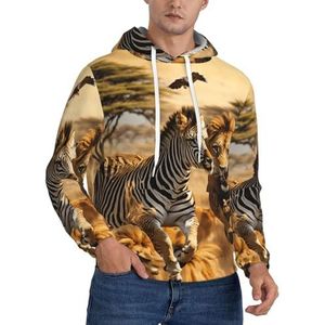 Jkkghll Zebra Animal Print Mannen Hooded Warme Lichtgewicht Trui Voor Winter Herfst En Lente Casual Wear, Zwart, XS