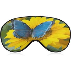 Zonnebloem blauw vlinder slaapmasker zacht en comfortabel nachtslaapmasker gezichtsknuffelende gewatteerde oogbedekking met verstelbare band voor diepe rust reizen ploegendienst werk