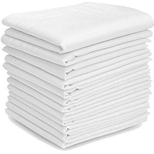 TOSKATOK® wit 12-pak 100% katoen heren zakdoeken 44x44cm