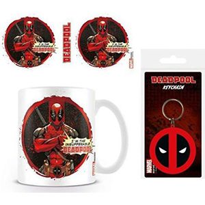 Deadpool, Insufferable Foto koffie mok (9x8 cm) + 1 Deadpool Keychain Keyring For Fans (6x4 cm)